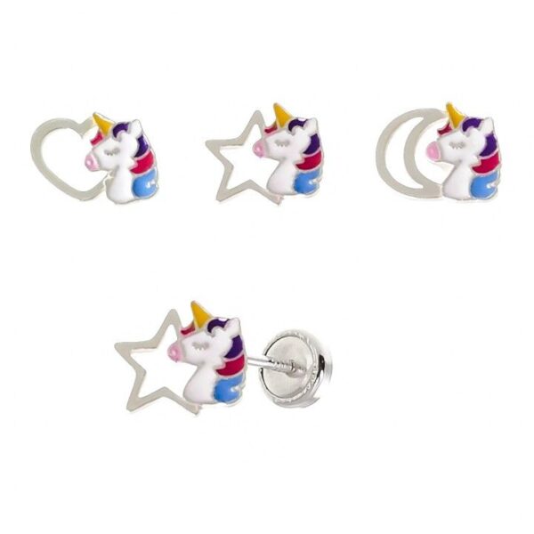Pendiente infantil unicornio , estrella , corazón y luna